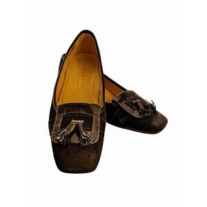 BRUNATE ITALY Womens Low Heel Pump Black Snakeskin Suede Classic Euro 37 US 6.5